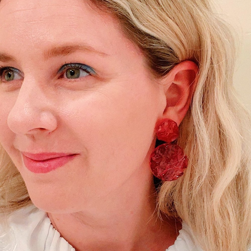 NWT vintage hot pink acrylic circle earrings